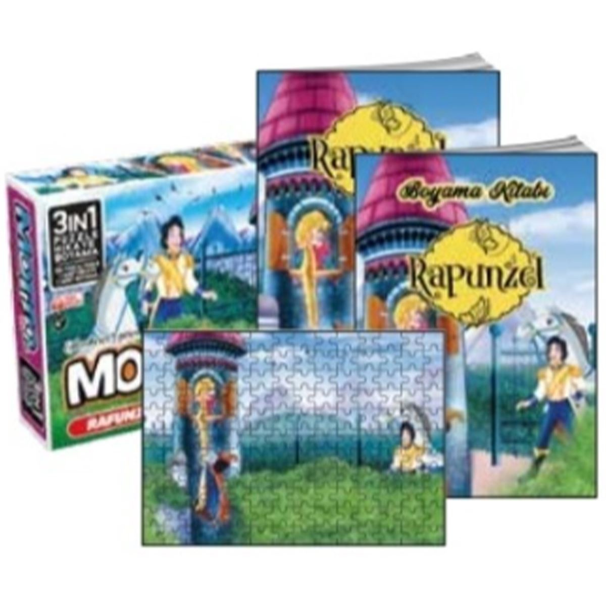 MOTTO KİDS 6710 PUZZLE HİKAYE BOYAMA 3IN1 RAPUNZEL 1