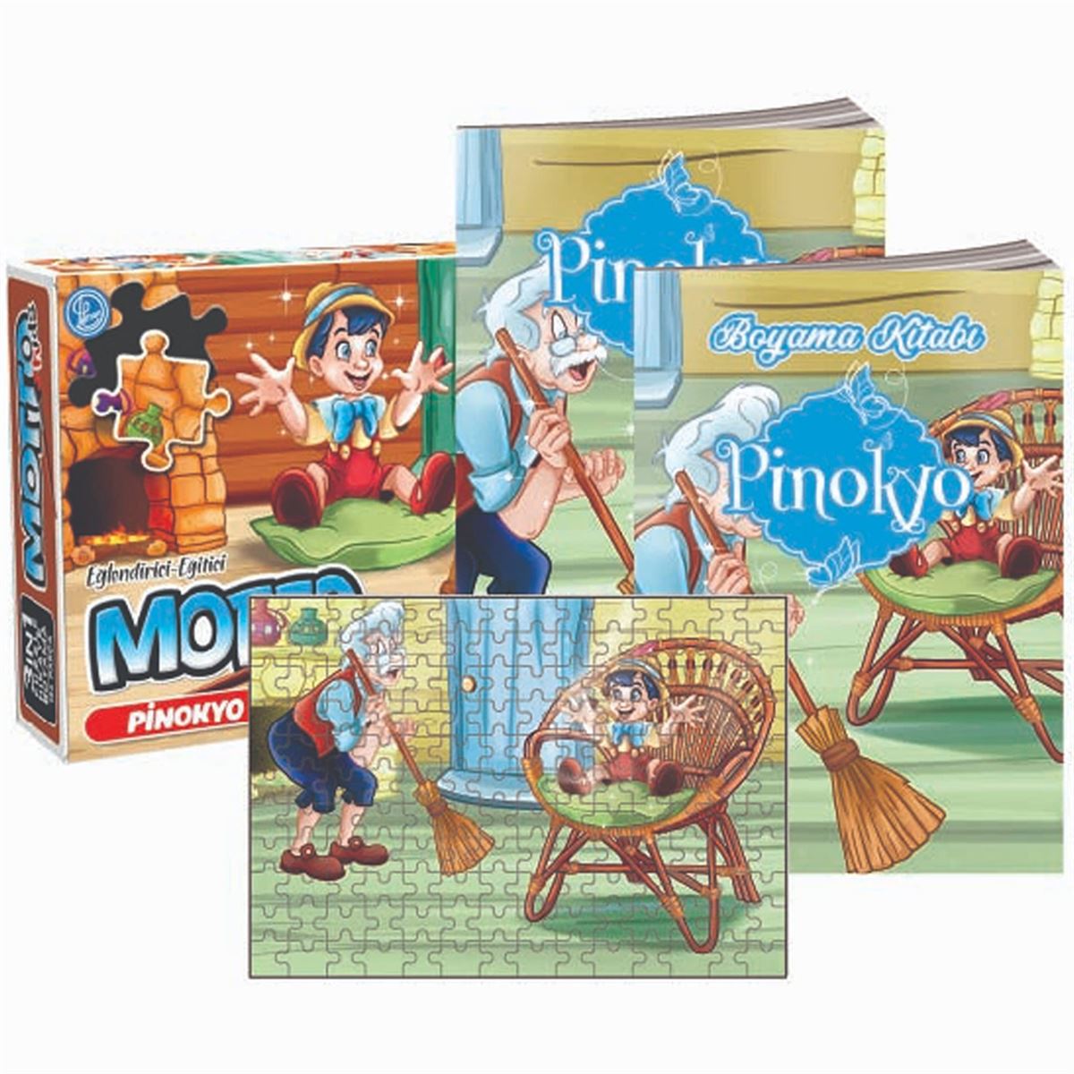 MOTTO KİDS 6711 PUZZLE HİKAYE BOYAMA 3IN1 PİNOKYO 1