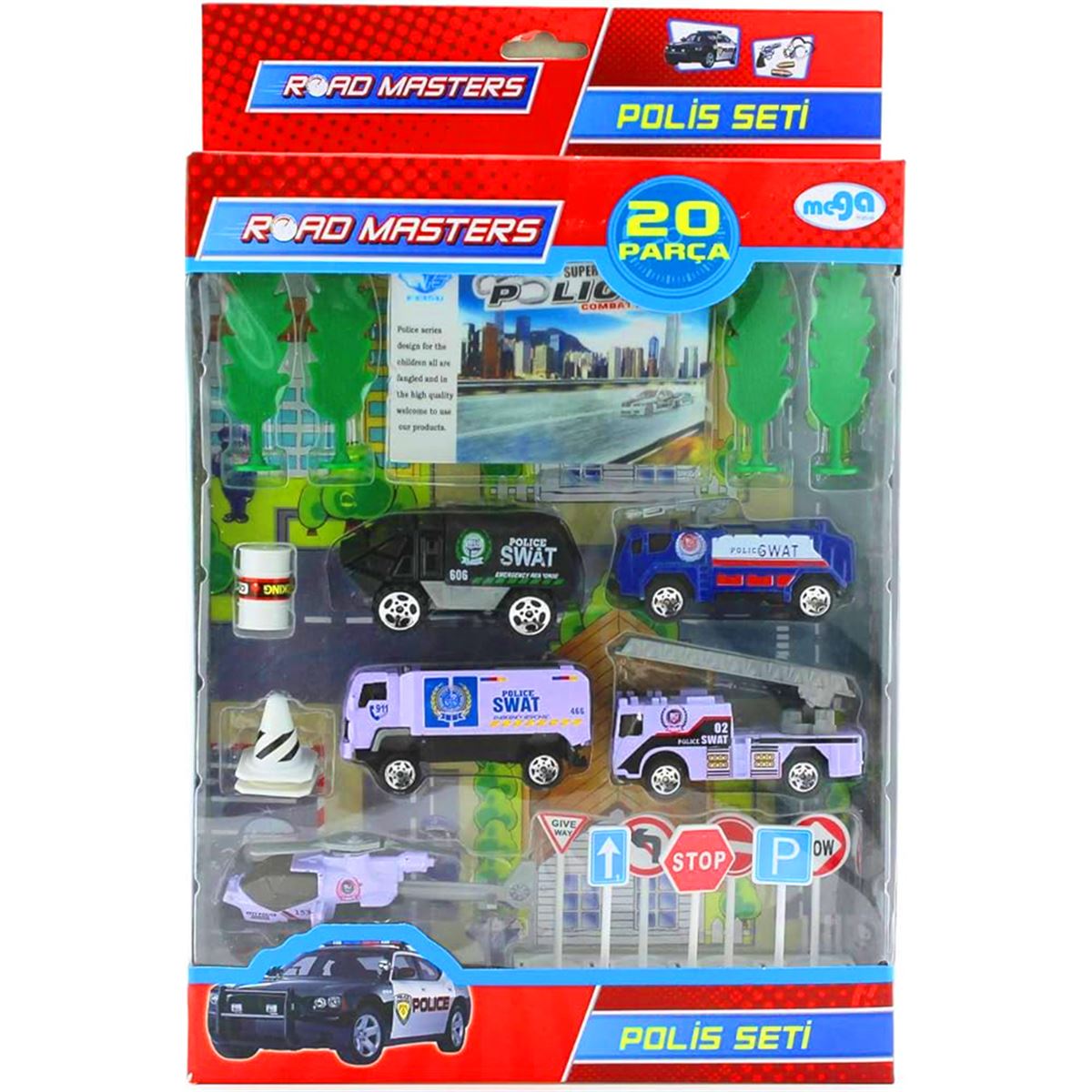 MEGA ROAD MASTERS JP6105 DİE CAST POLİS SETİ 20 PARÇA 3+ 1