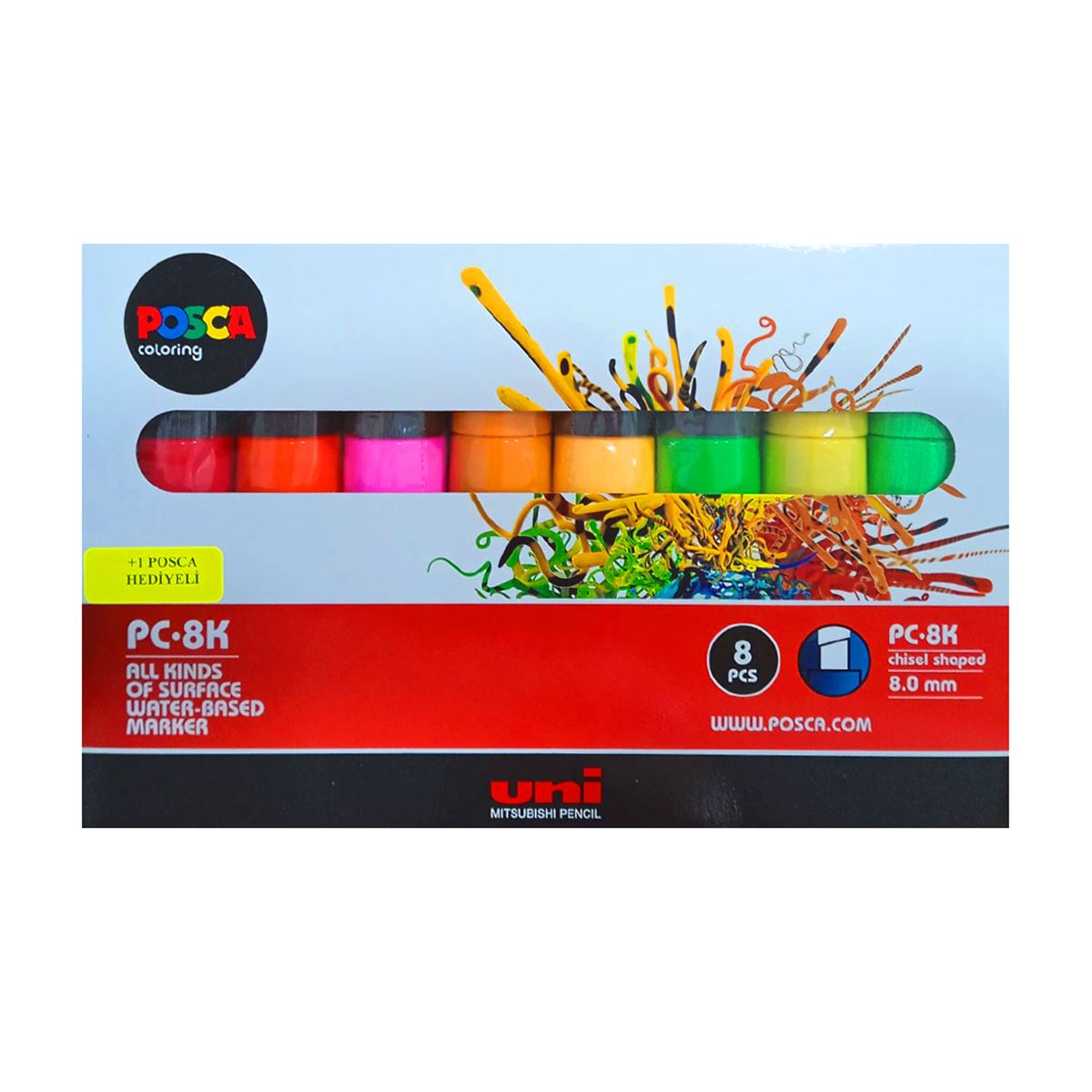 UNİ POSTER MARKÖRÜ POSCA PC-8K 8.0 MM 8 RENK 1