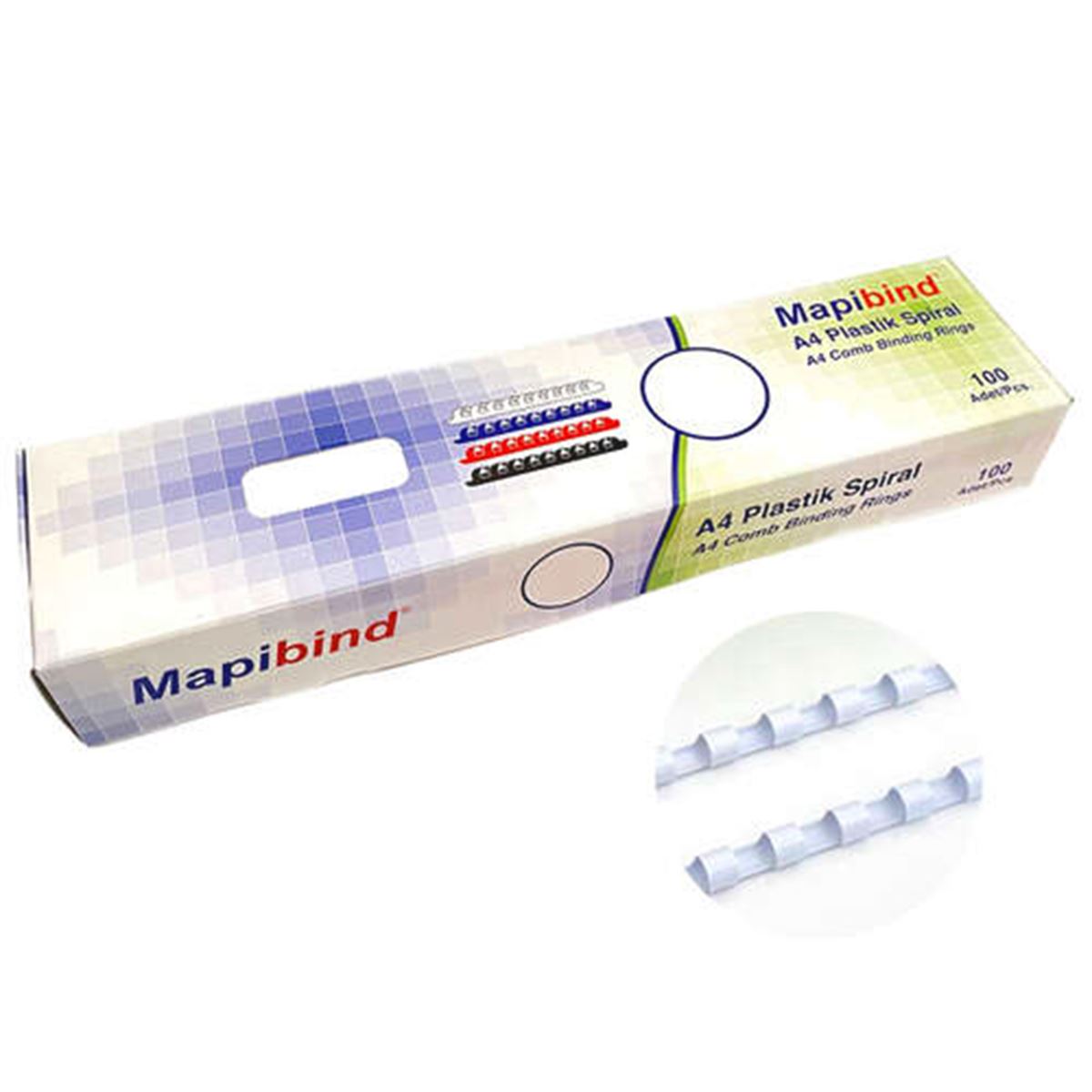 MAPİBİND SPİRAL PLASTİK 10 MM BEYAZ 100 LÜ 2011000 1