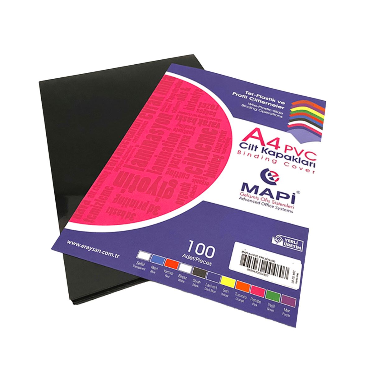 MAPİ CİLT KAPAĞI A4 OPAK SİYAH 160 MİCRON 100 LÜ 2040201 1