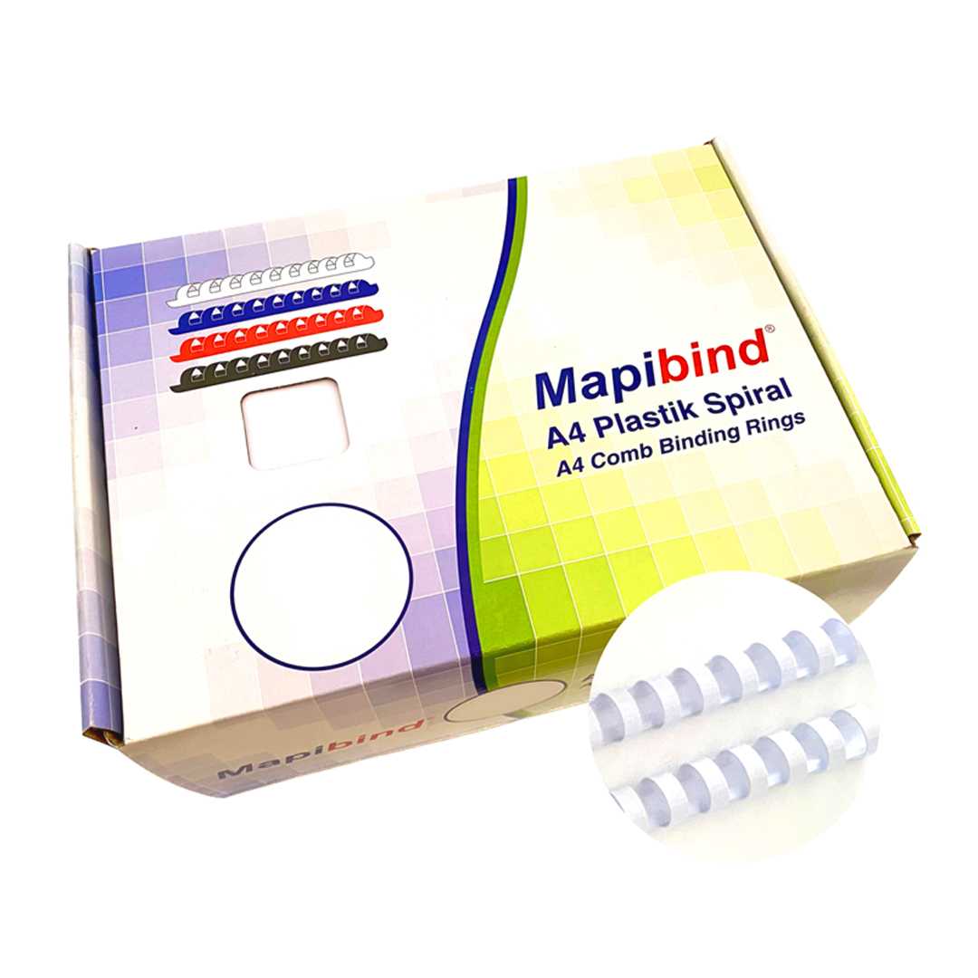 MAPİBİND SPİRAL PLASTİK 22 MM BEYAZ 100 LÜ 2012220 1