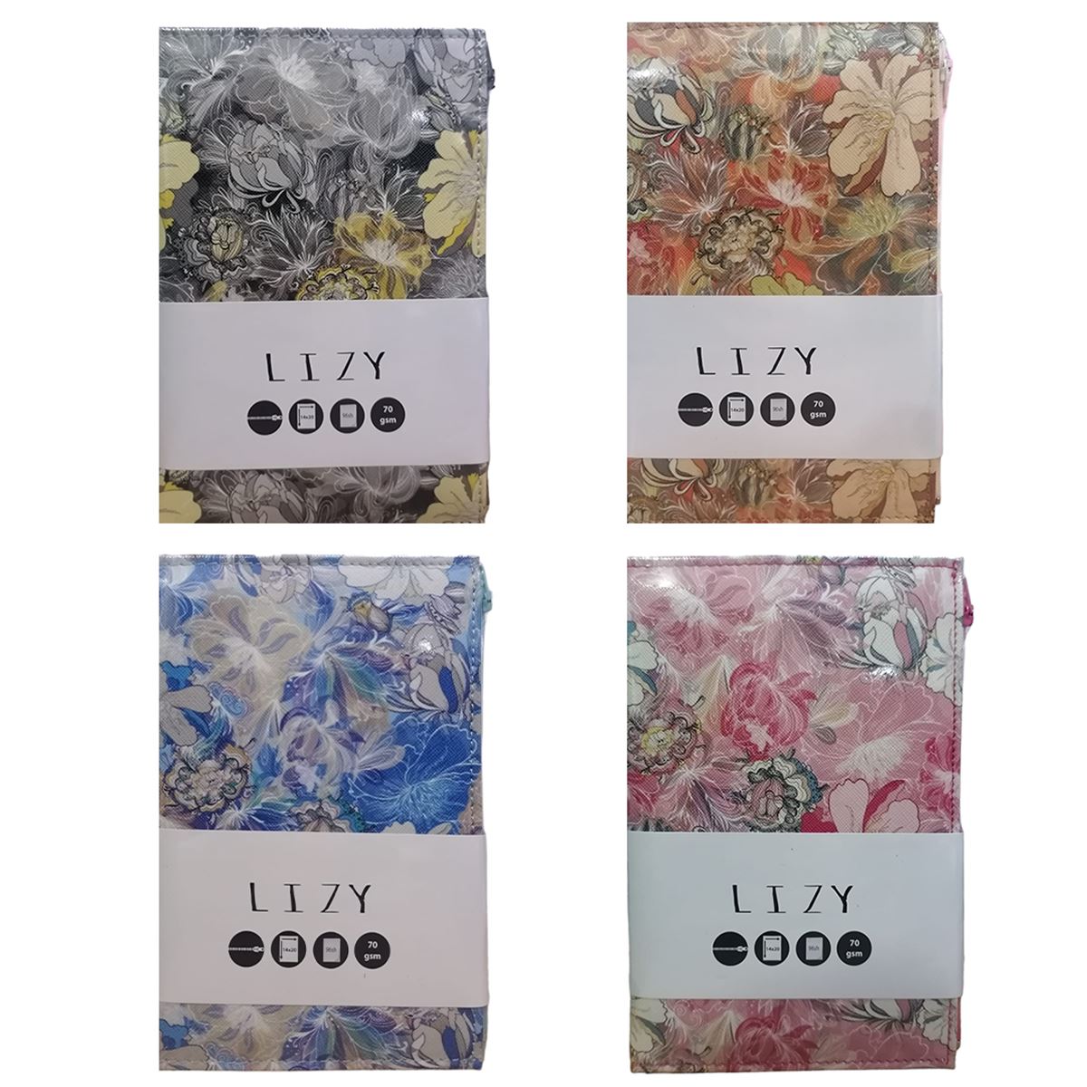 LİZ DEFTER 14x20 SUNİ DERİ ÇİÇEK DESEN FERMUARLI 96 YP FLWRD 1