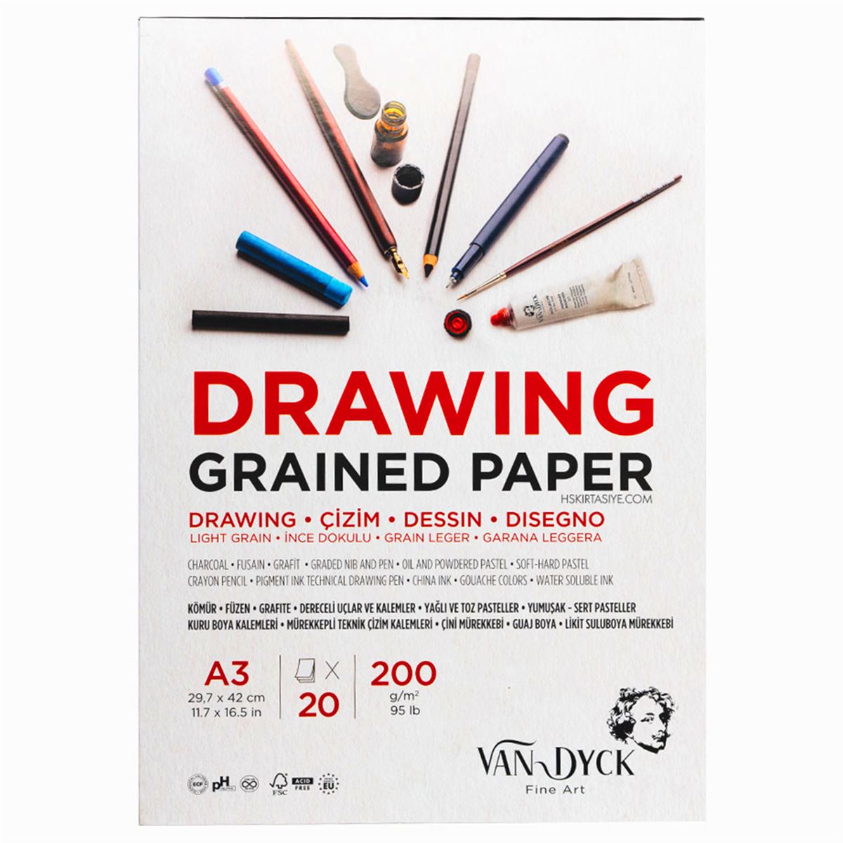 VAN DYCK ESKİZ DEFTERİ A3 DİKİŞLİ 200 GR 20 YP VD20013 1