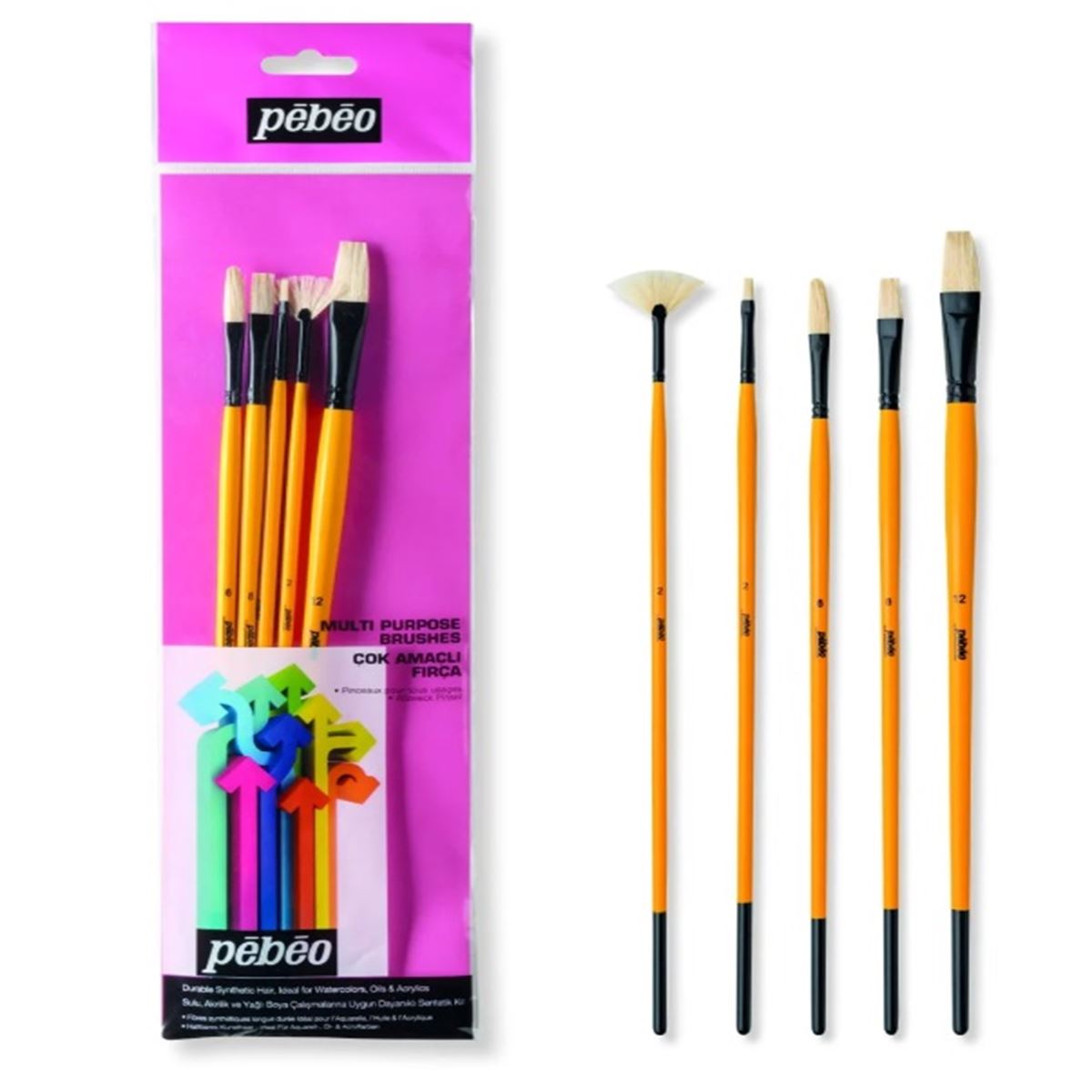 PEBEO YAĞLI BOYA FIRÇA SETİ SET-12 NO: 2-6-8-12 UZUN SAP 5 Lİ 1