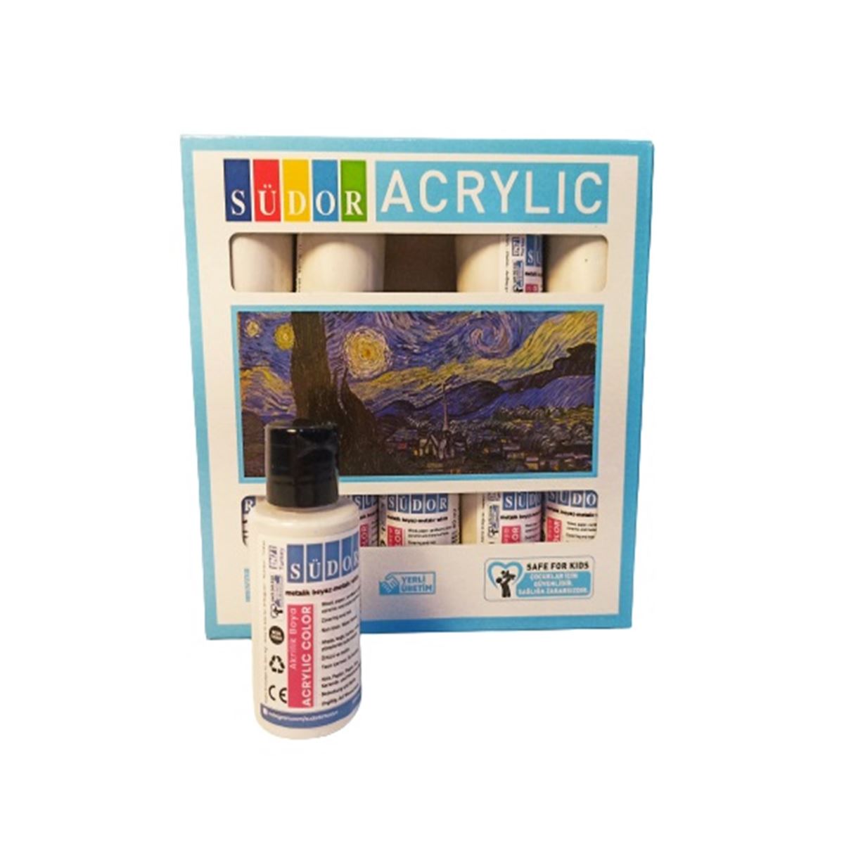 SÜDOR AKRİLİK BOYA ŞİŞE 40 ML METALİK BEYAZ 10 LU SD110-11 1