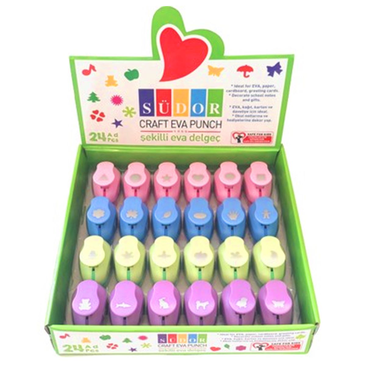 SÜDOR ŞEKİLLİ EVA DELGEÇ ORTA KARIŞIK DESEN 24 LÜ BS96 1