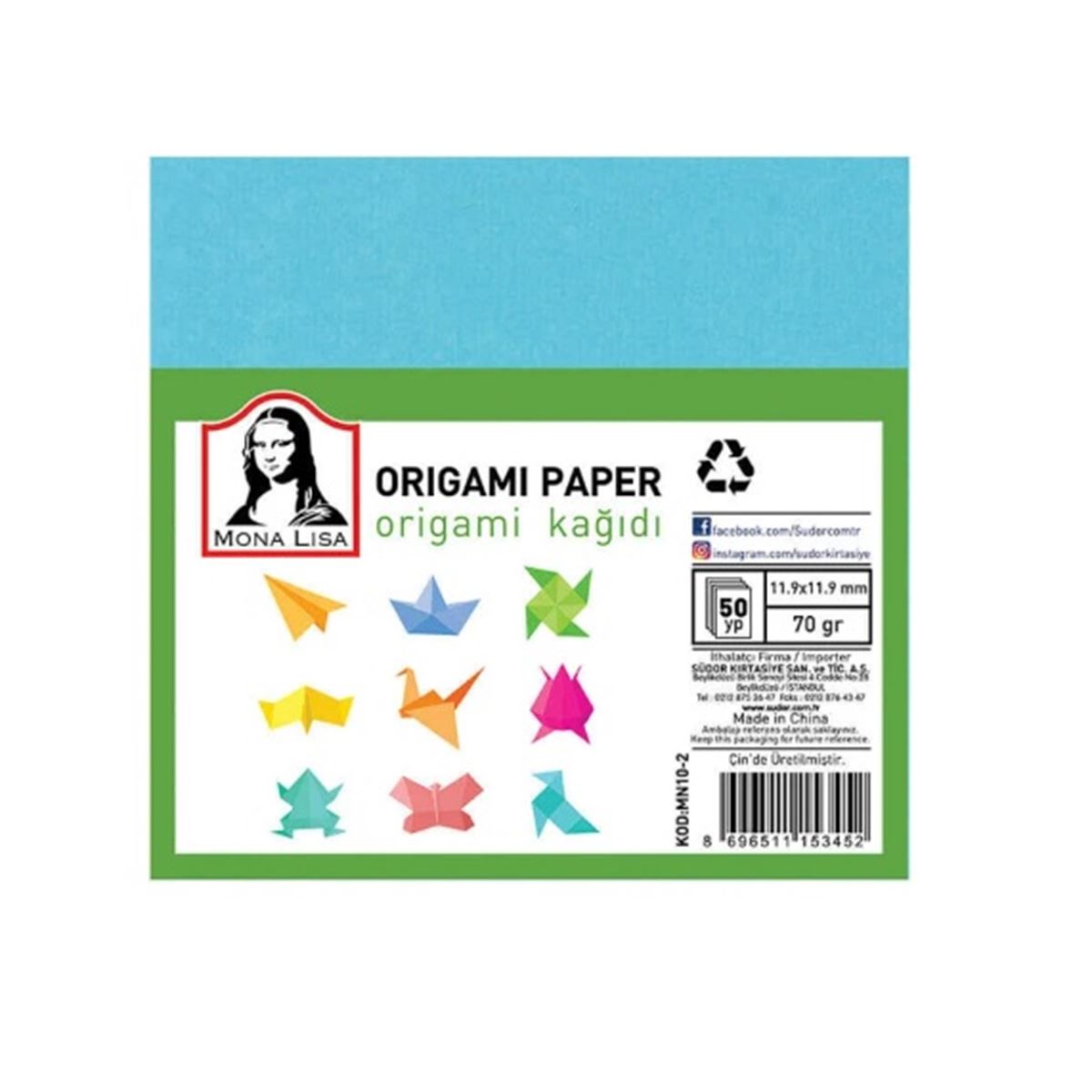 SÜDOR ORİGAMİ KAĞIDI 11.9x11.9 70 GR 50 YP MN10-2 1