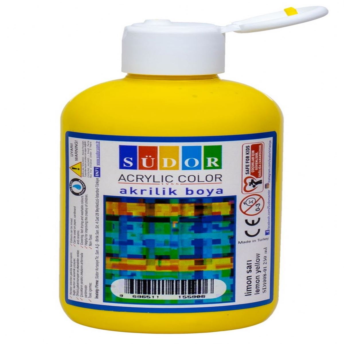 SÜDOR AKRİLİK BOYA 250 ML LİMON SARI SD1008-01 1