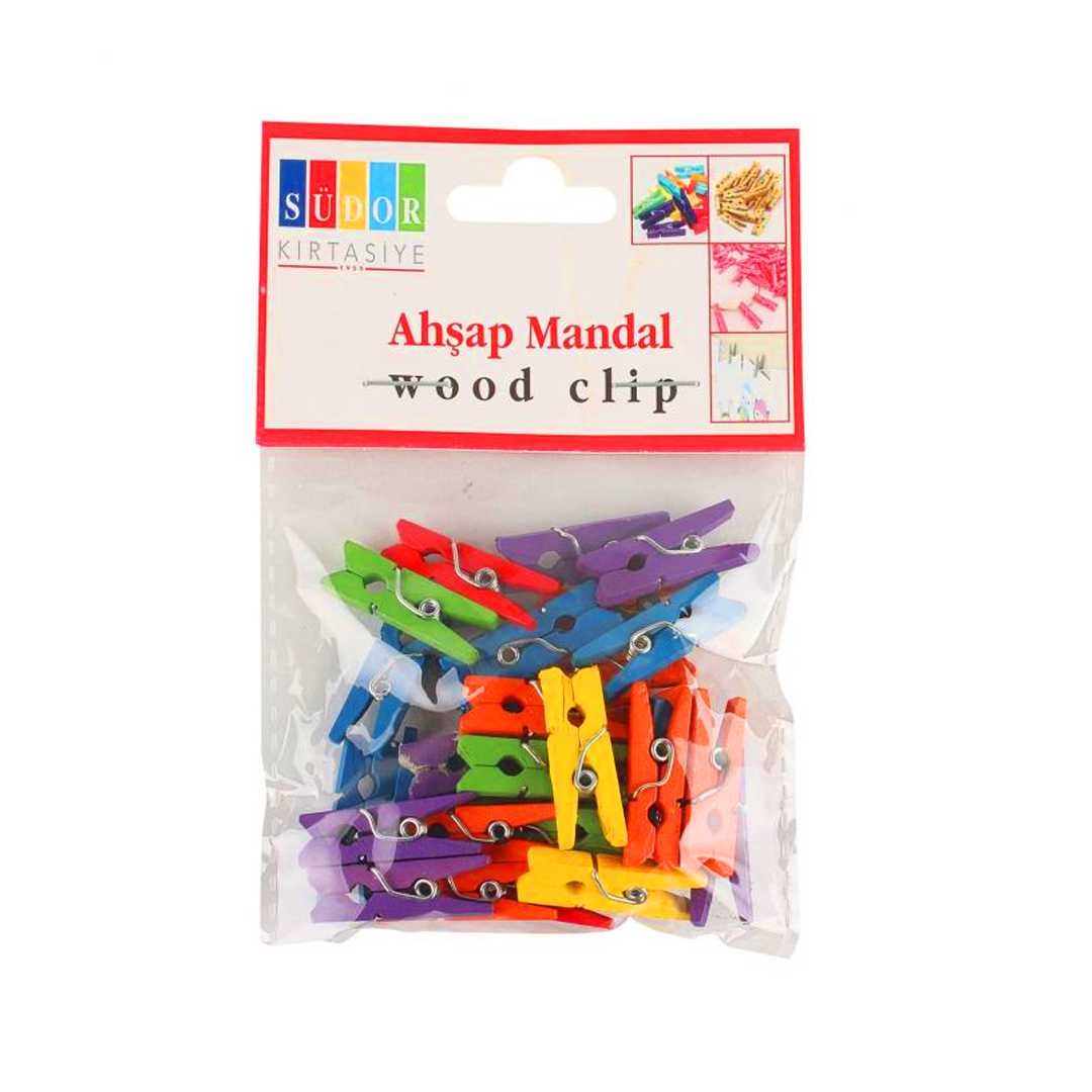 SÜDOR AHŞAP MANDAL RENKLİ BÜYÜK 3.5 CM 20 Lİ 10 PK BS130 1