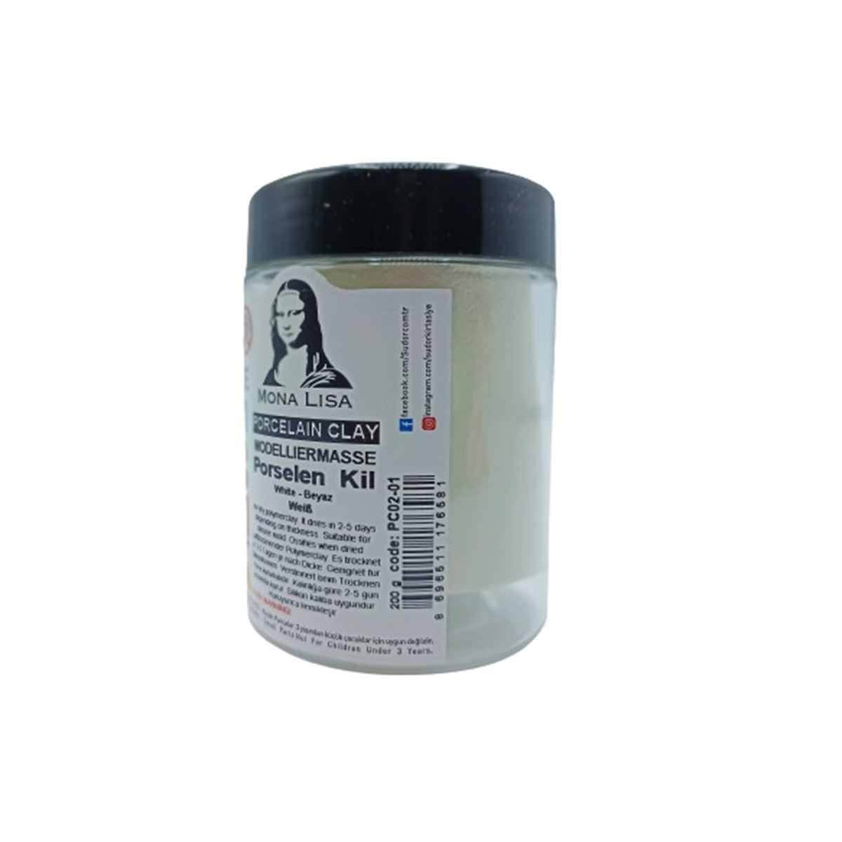MONALİSA PORSELEN KİL BEYAZ 200 GR PC02-01 / K2-D8 1