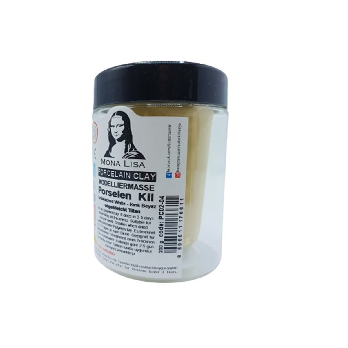 MONALİSA PORSELEN KİL KIRIK BEYAZ 200 GR PC02-04 1