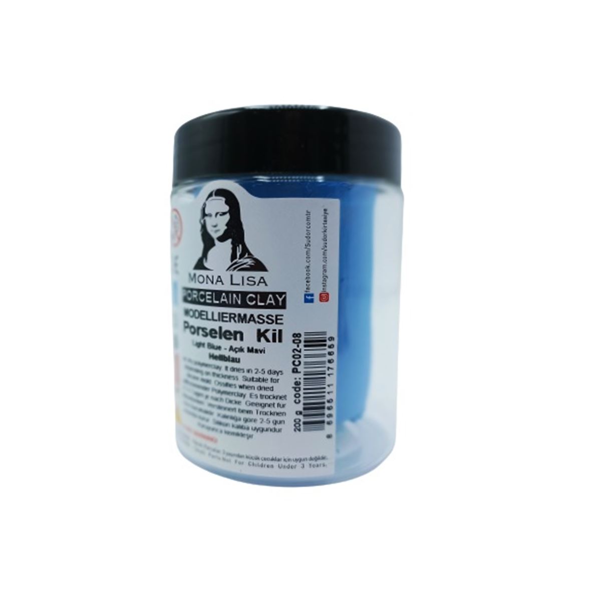 MONALİSA PORSELEN KİL AÇIK MAVİ 200 GR PC02-08 1