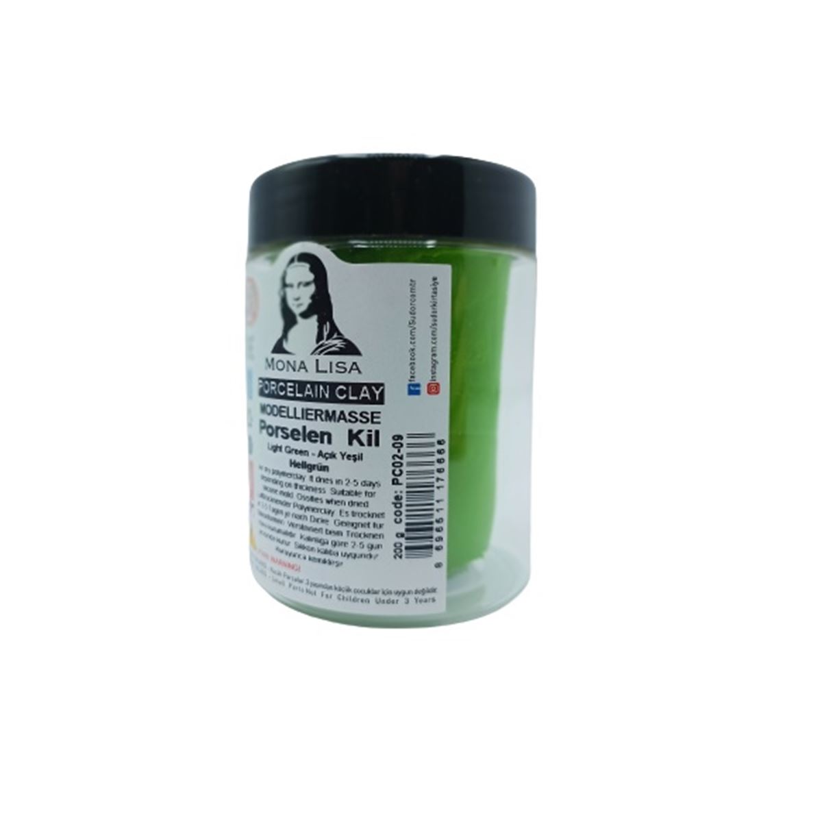 MONALİSA PORSELEN KİL YEŞİL 200 GR PC02-09 1