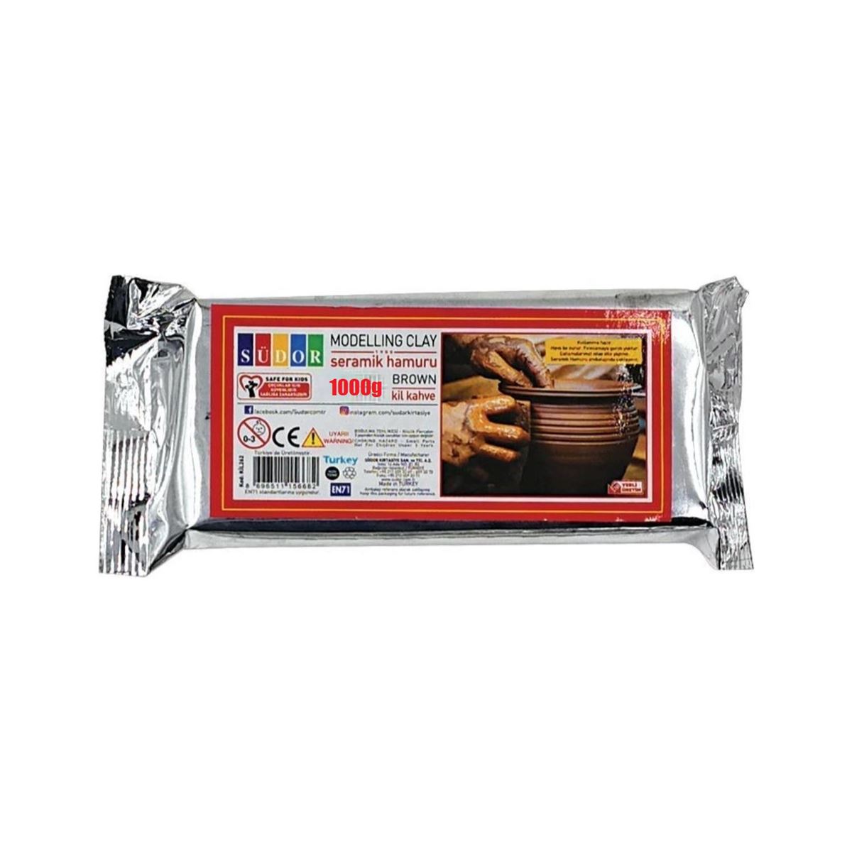 SÜDOR SERAMİK HAMURU 1000 GR KAHVERENGİ KİL264 1