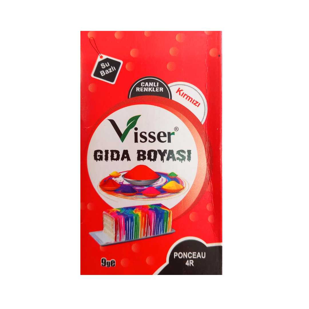 VİSSER GIDA BOYASI TOZ KIRMIZI 9 GR 12 Lİ 1