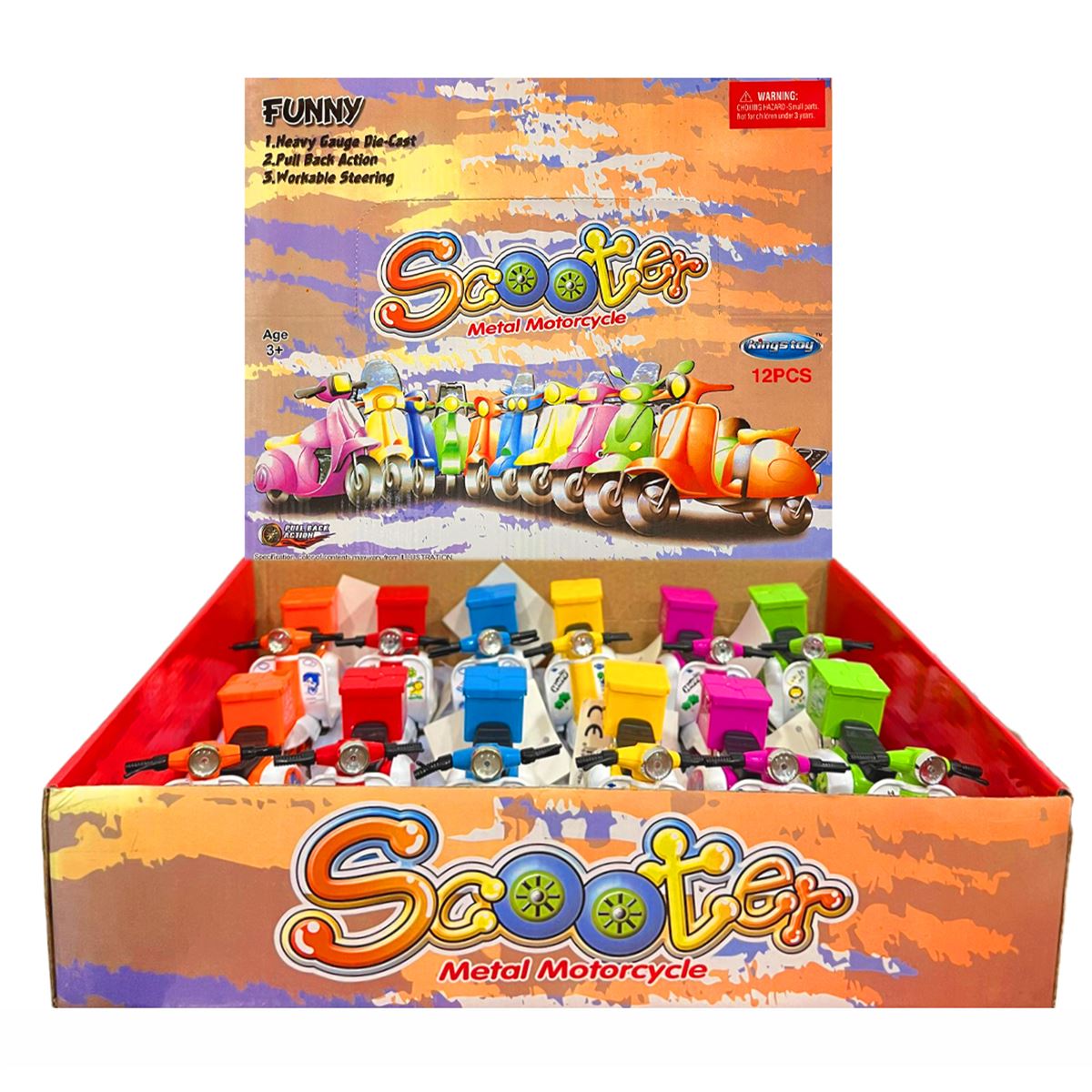 KZL SÜRTMELİ SCOOTER FY361A-12D VESPA MOTOSİKLET METAL 6 RENK 12 Lİ 3+ 1