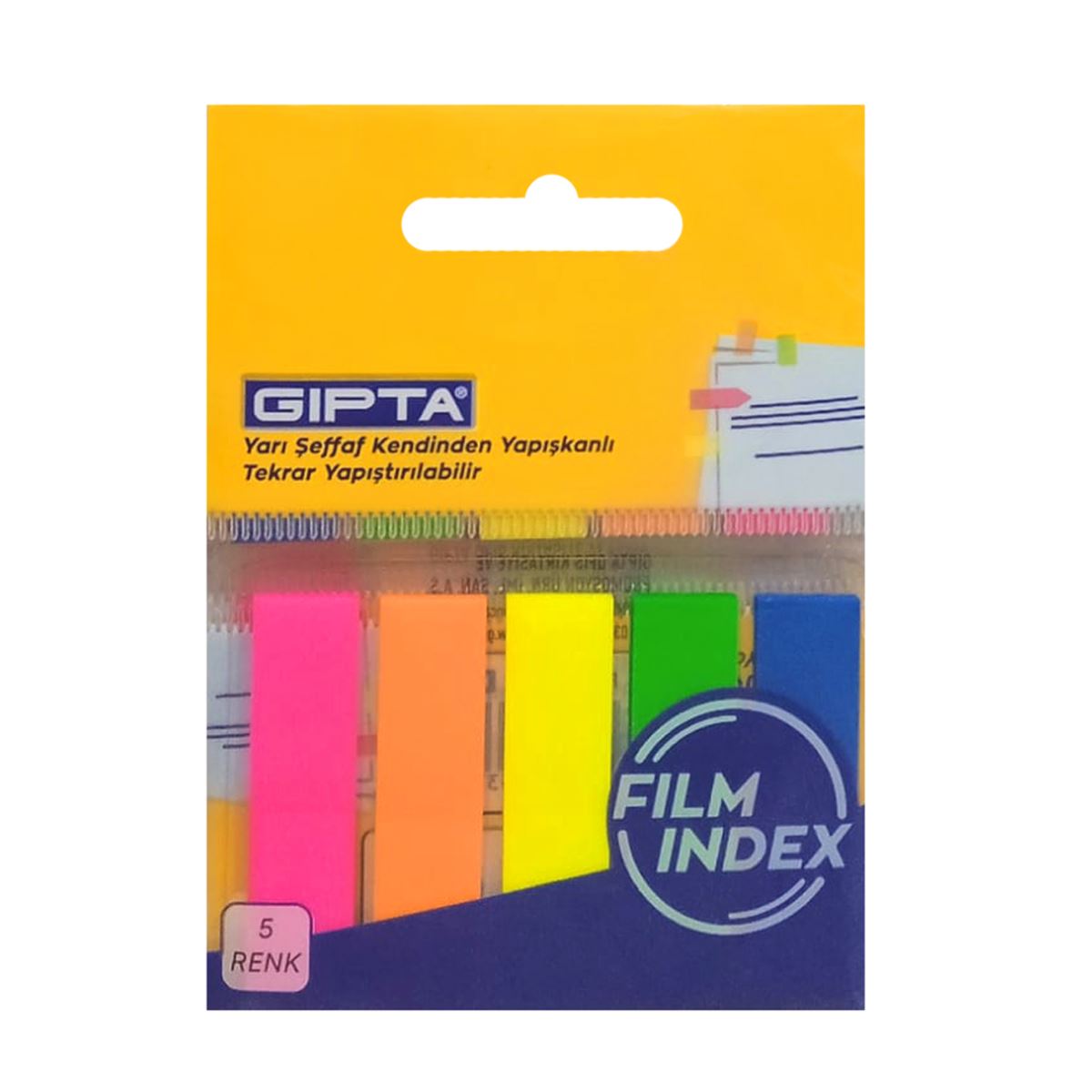 GIPTA İNDEX FİLM PP 5x12x44 MM OK 5 RENK 24 LÜ K0115 1