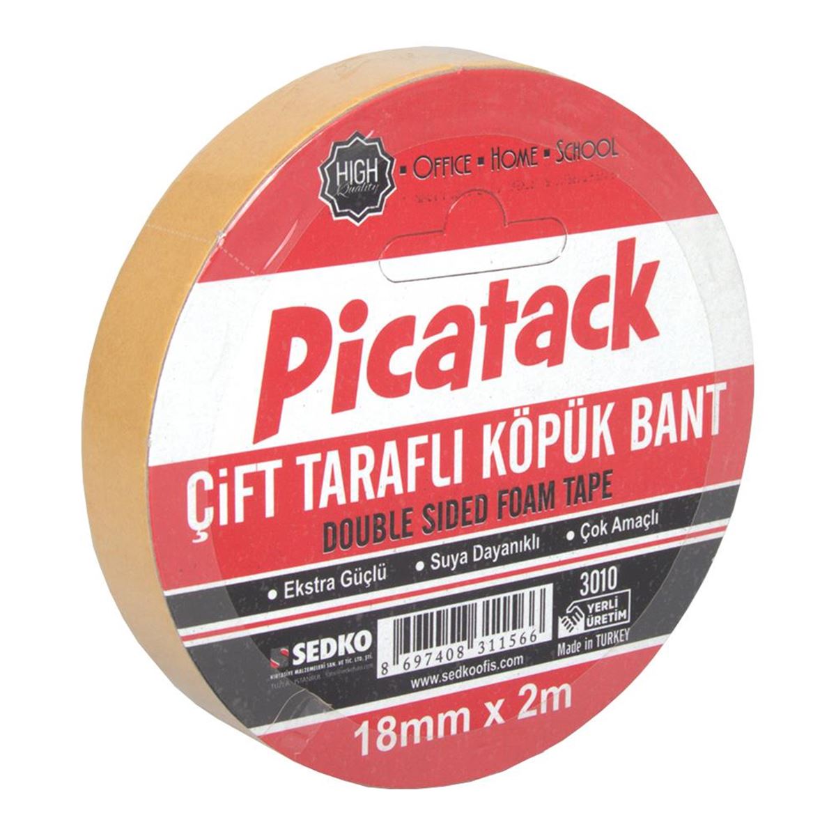 PİCATACK ÇİFT TARAFLI KÖPÜK BANT 18x2 KQ011 3010 1