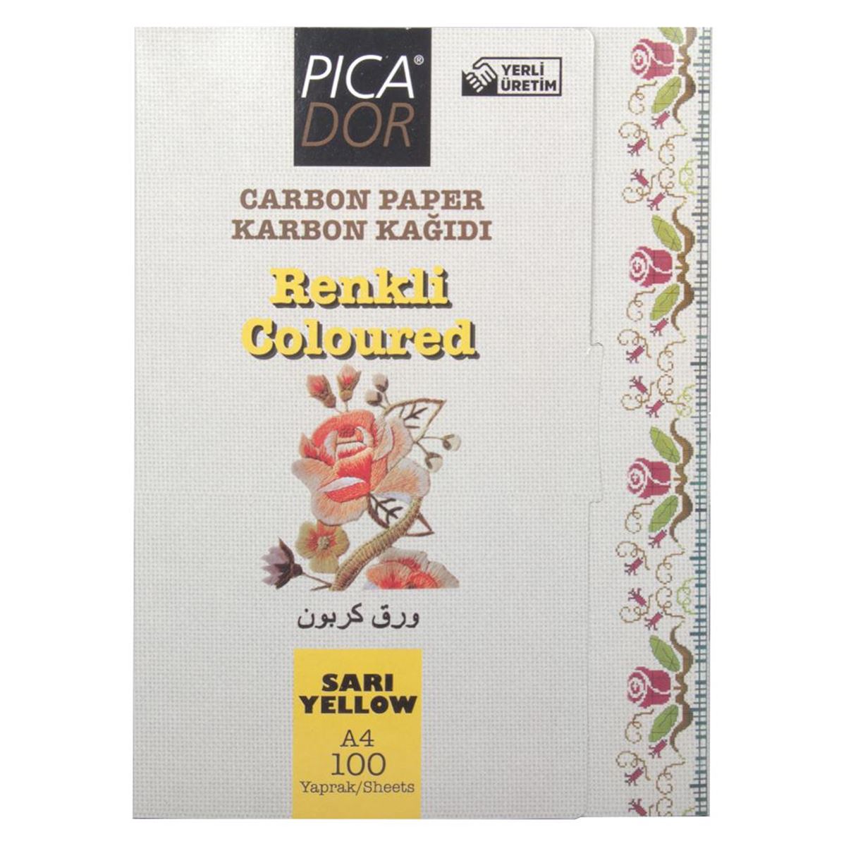 PİCADOR KARBON KAĞIDI A4 SARI 100 LÜ KK 003 1