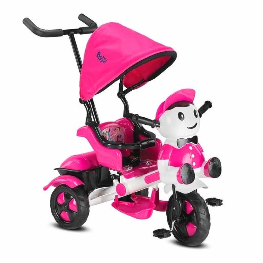 BABYHOPE İTMELİ BİSİKLET 012580 YUPİ TRİYCLE TENTELİ 3 TEKER PASTEL PEMBE 1