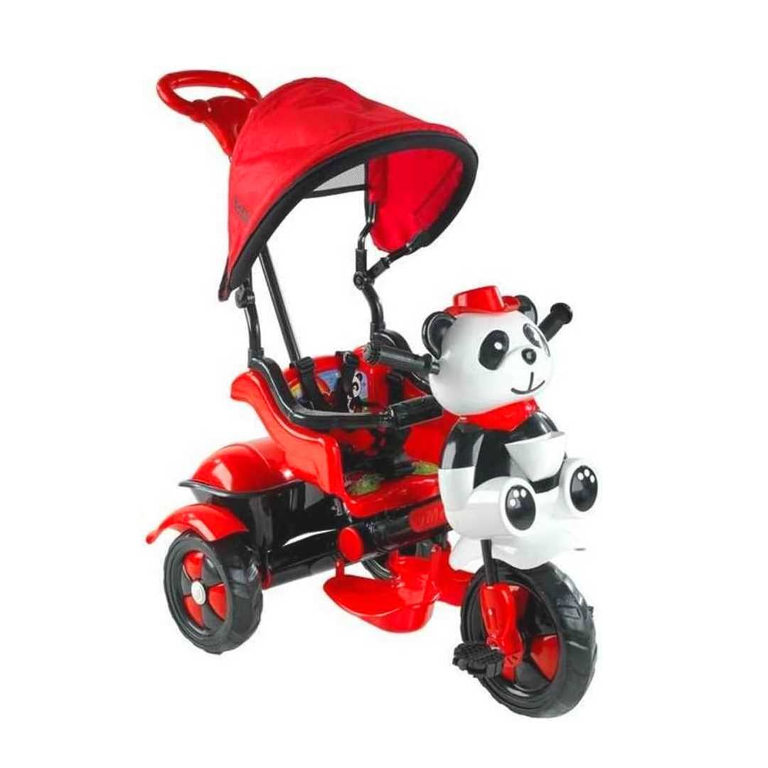 BABYHOPE İTMELİ BİSİKLET 012710 LİTTLE PANDA TENTELİ 3 TEKER KIRMIZI SİYAH 1