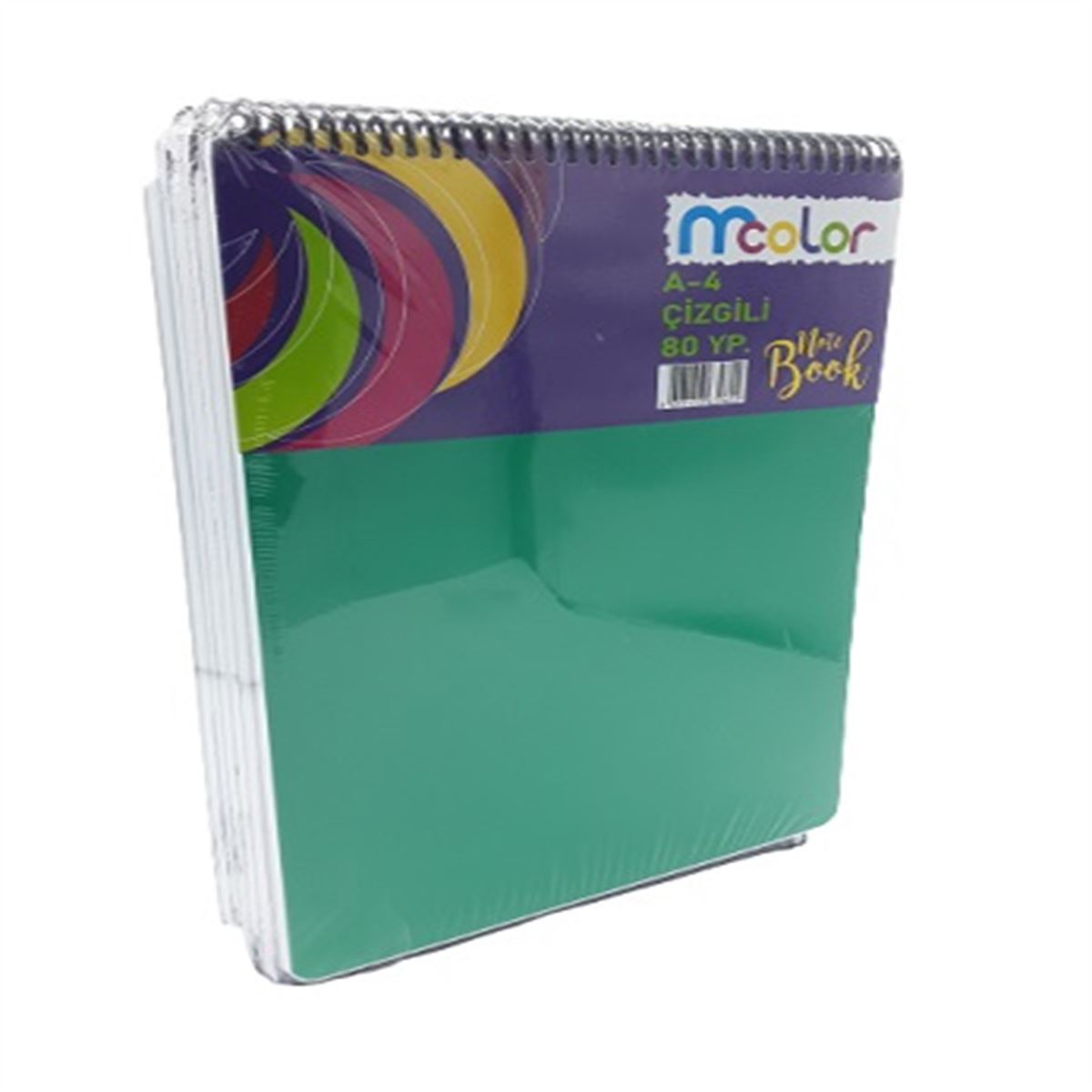 MCOLOR BLOKNOT A4 PP KAPAK ÜSTTEN SPİRALLİ 80 YP ÇİZGİLİ 6 LI 1