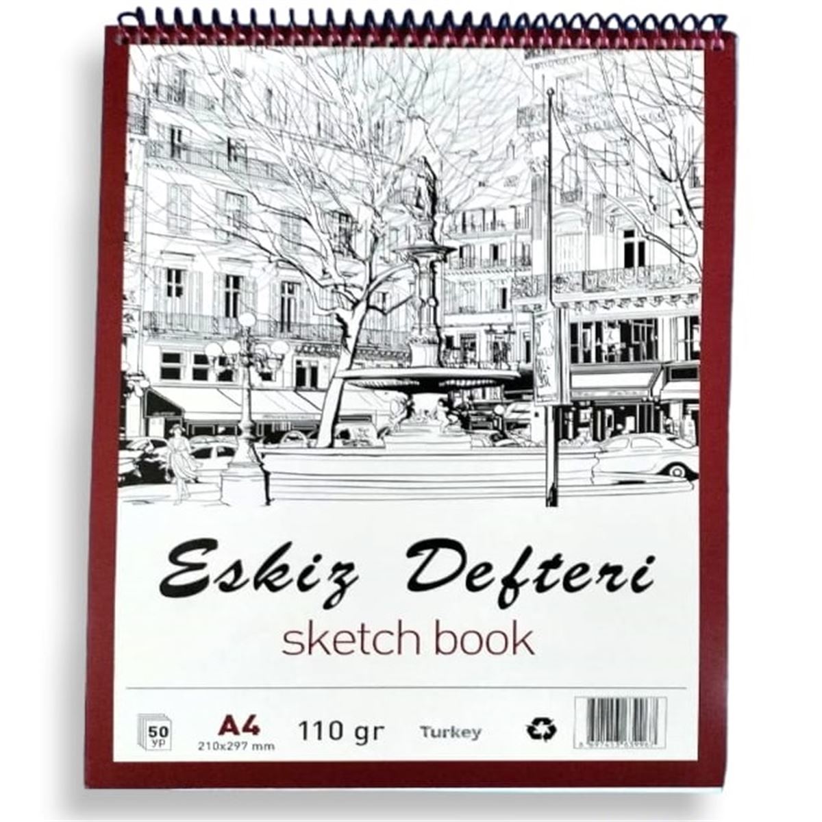MCOLOR ESKİZ DEFTERİ A4 ÜSTTEN SPİRALLİ 110 GR 50 YP 1