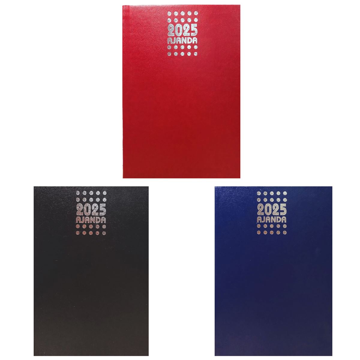 MCOLOR AJANDA 2025 14x20 DİKİŞLİ CİLT BEZİ ÇİZGİLİ SİYAH-LACİVERT-BORDO 1