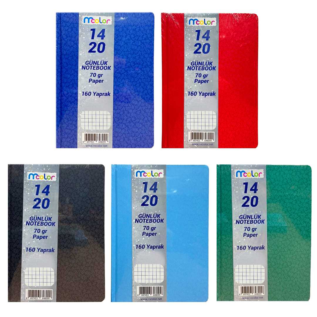 MCOLOR MODELİST DEFTER 14x20 DİKİŞLİ SERT KAPAK 160 YP KARELİ 1