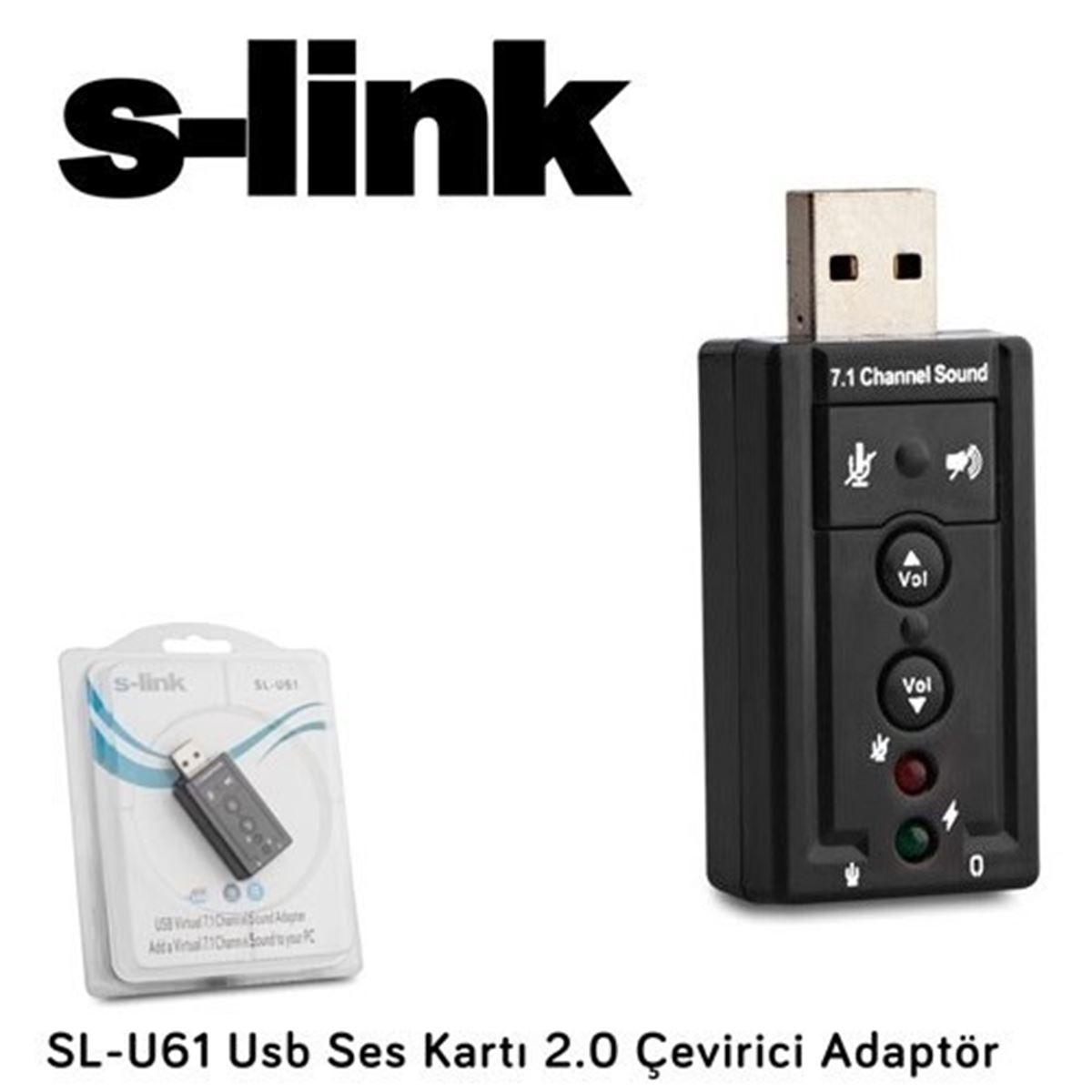 S-LİNK ÇEVİRİCİ ADAPTÖR SL-U61 USB SES KARTI 2.0 1