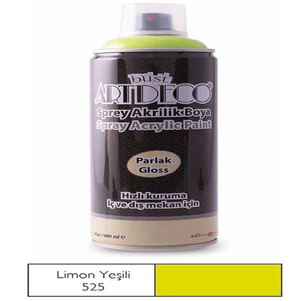 ARTDECO AKRİLİK SPREY BOYA LİMON YEŞİLİ 400 ML 525 1