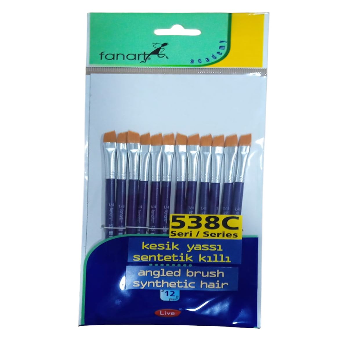 FANART FIRÇA SETİ 538C SERİ NO:1/4 KESİK YASSI 12 Lİ 7538C.014 1