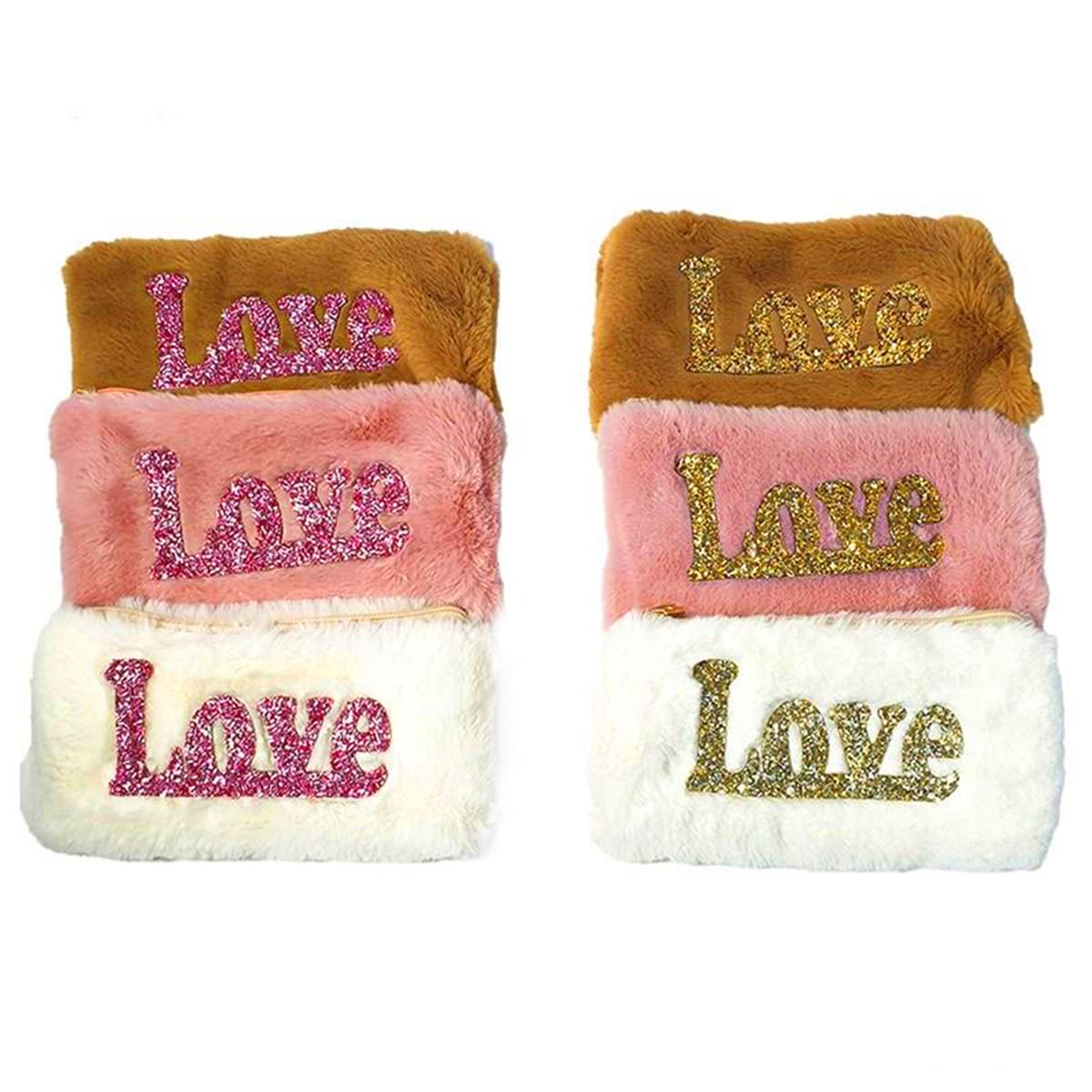 DOLPHİN KALEM ÇANTASI PC-581 PELÜŞ STAR - LOVE BASKI TEK BÖLMELİ 1