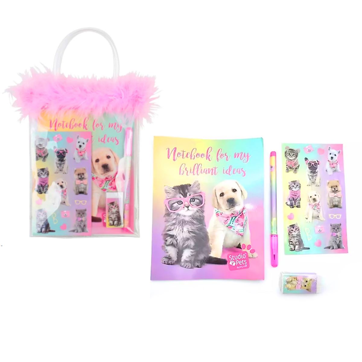 STUDİO PETS KIRTASİYE SETİ PT-7746 TÜYLÜ PVC ÇANTALI 4 PARÇA 1