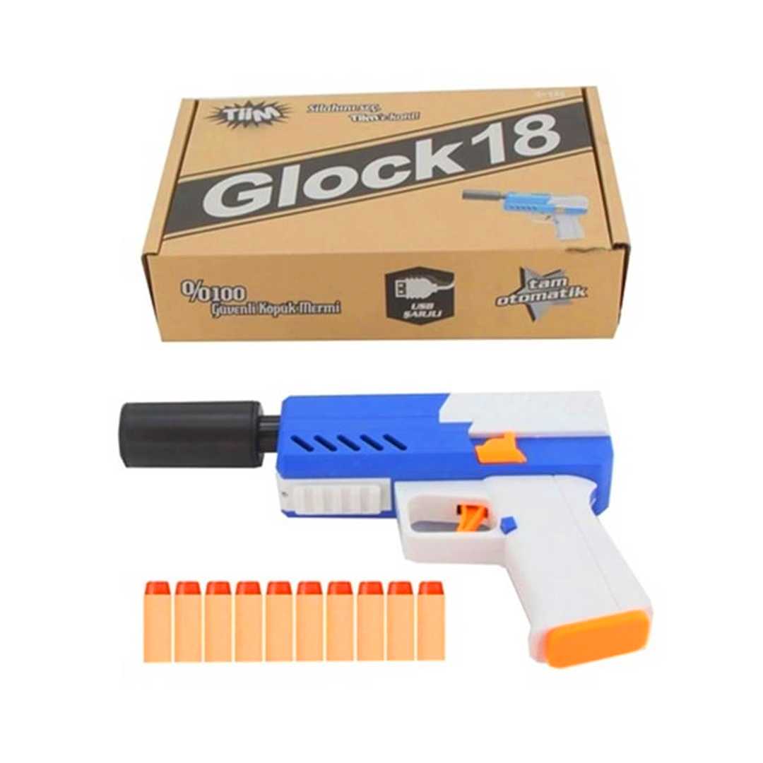 BİRLİK TİİM GLOCK 18 SÜNGER TABANCASI D2 TAM OTOMATİK SUSTURUCULU ŞARJLI MAVİ 3+ 1