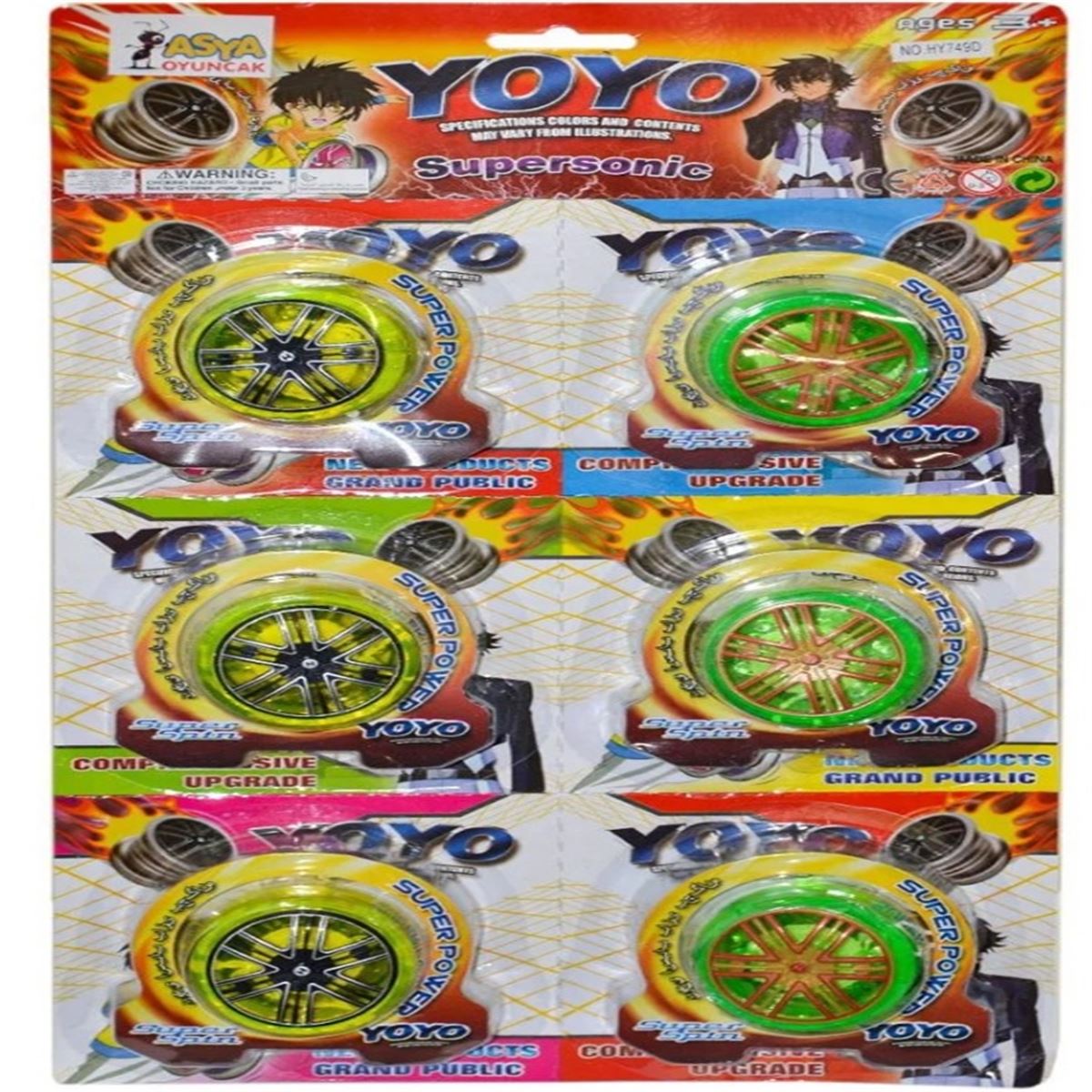 ASYA YOYO IŞIKLI HY749D SUPERSONİC KARTELA 6 LI 3+ 1