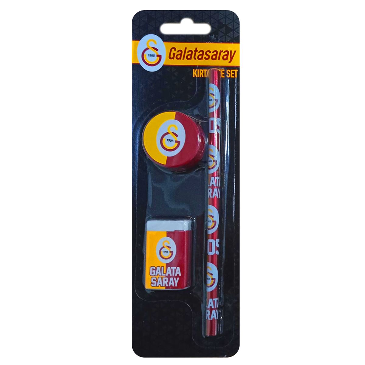 GALATASARAY KIRTASİYE SETİ KURŞUN KALEM + SİLGİ + KALEMTIRAŞ 3 LÜ 582025 1
