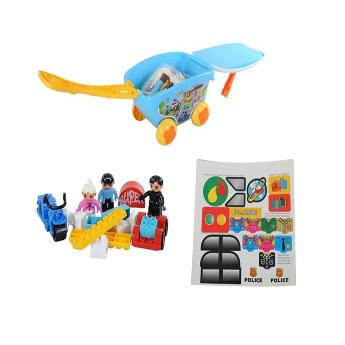 CC BLOK TOPLAYICI ÇEK ÇEK ARABA 222-S43 BLOCKS SÜPER 38 PARÇA 3+ 1