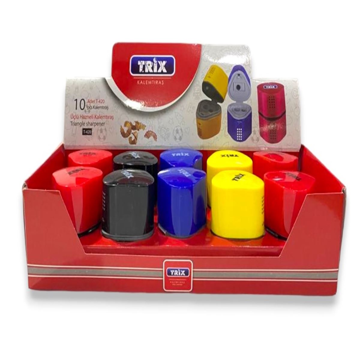 TRİX KALEMTIRAŞ T-420 PLASTİK ÜÇGEN JUMBO 10 LU 1