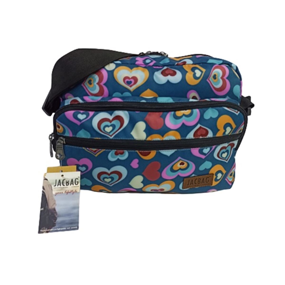 JACBAG POSTACI ÇANTASI MAVİ KALPLİ JAC-30 ÜÇ BÖLMELİ 1