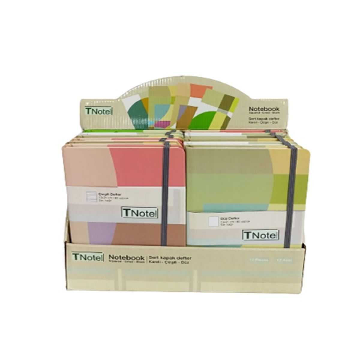 TNOTE NOT DEFTERİ SERT KAPAK 13x21 80 YP LASTİKLİ KARELİ-ÇİZGİLİ-DÜZ 12 Lİ 132101 1