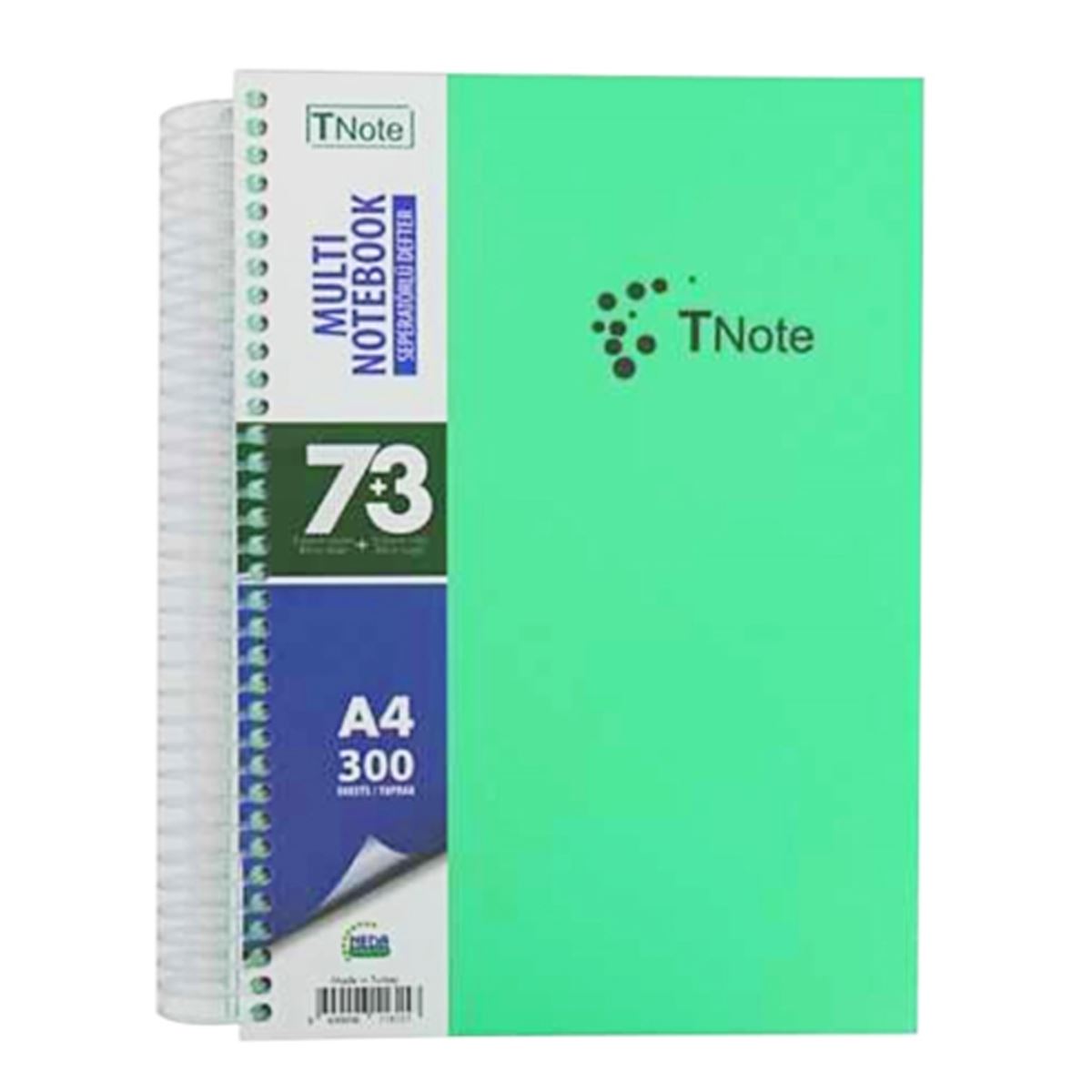 TNOTE AYRAÇLI DEFTER A4 7+3 PP KAPAK SPİRALLİ 300 YP TN-73300 1