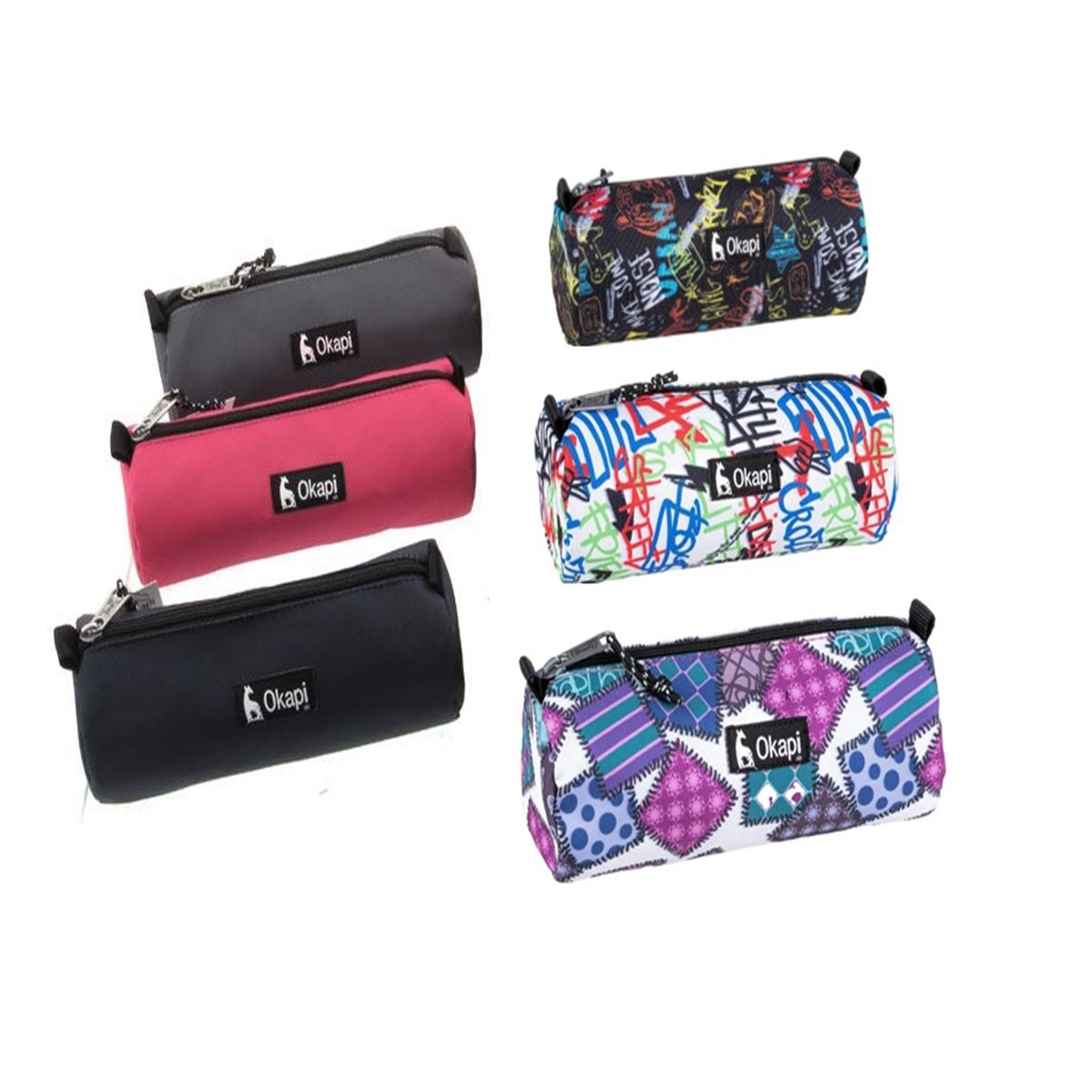 OKAPİ KALEM ÇANTASI OKP-104 SİLİNDİR DESENLİ TEK BÖLMELİ 1