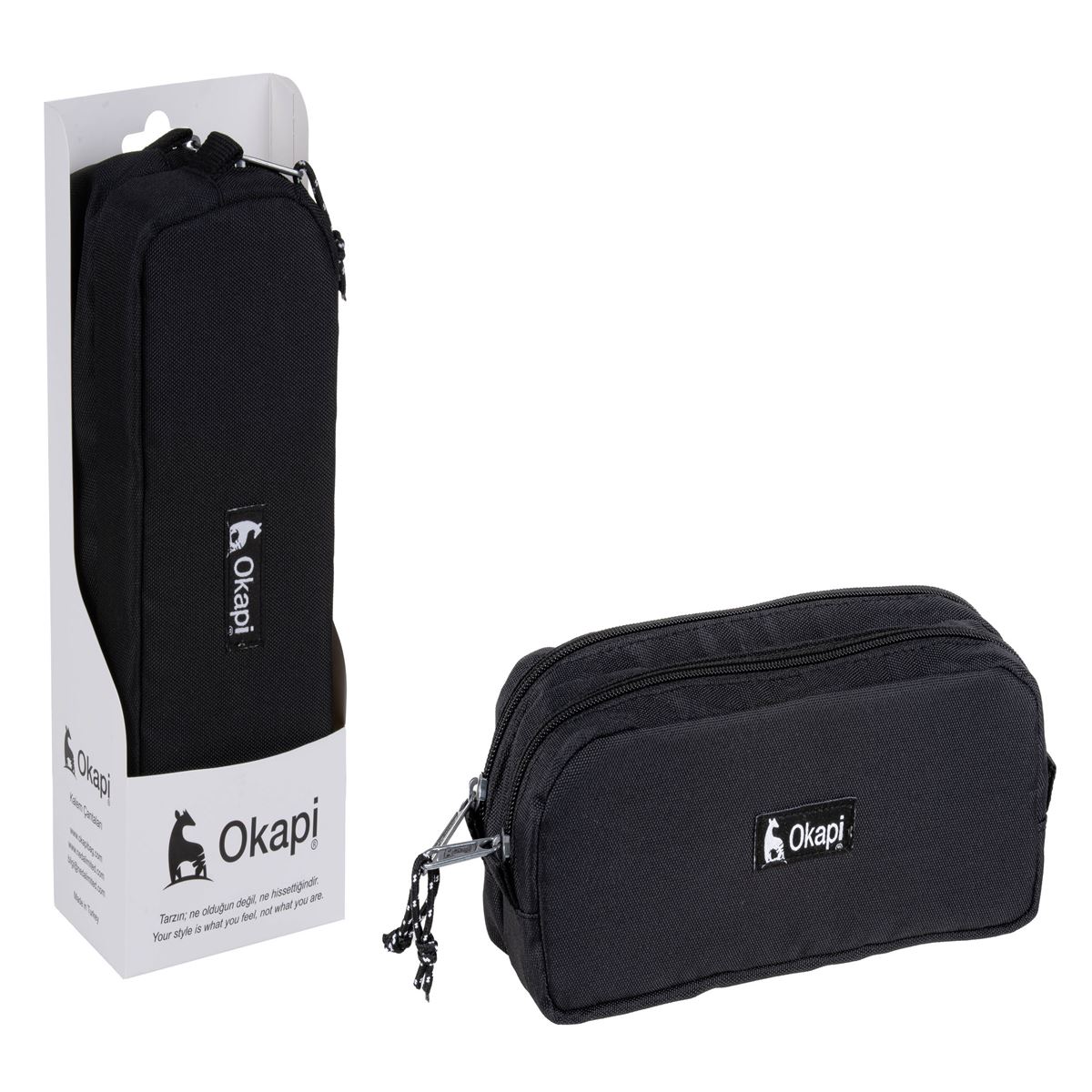 OKAPİ KALEM ÇANTASI OKP-108 SİYAH ÇİFT BÖLMELİ 1