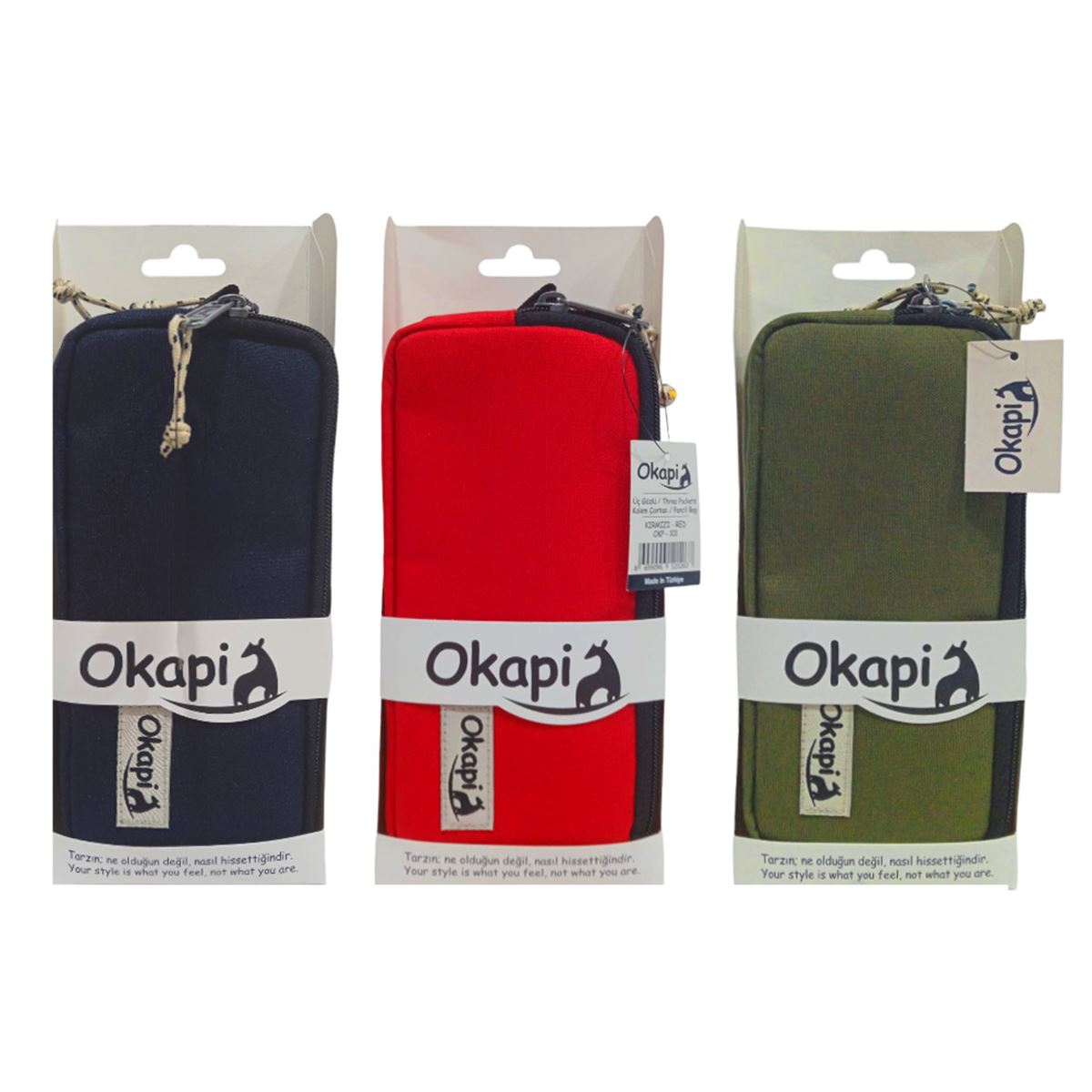 OKAPİ KALEM ÇANTASI OKP-101 DÜZ RENK ÜÇ BÖLMELİ 1