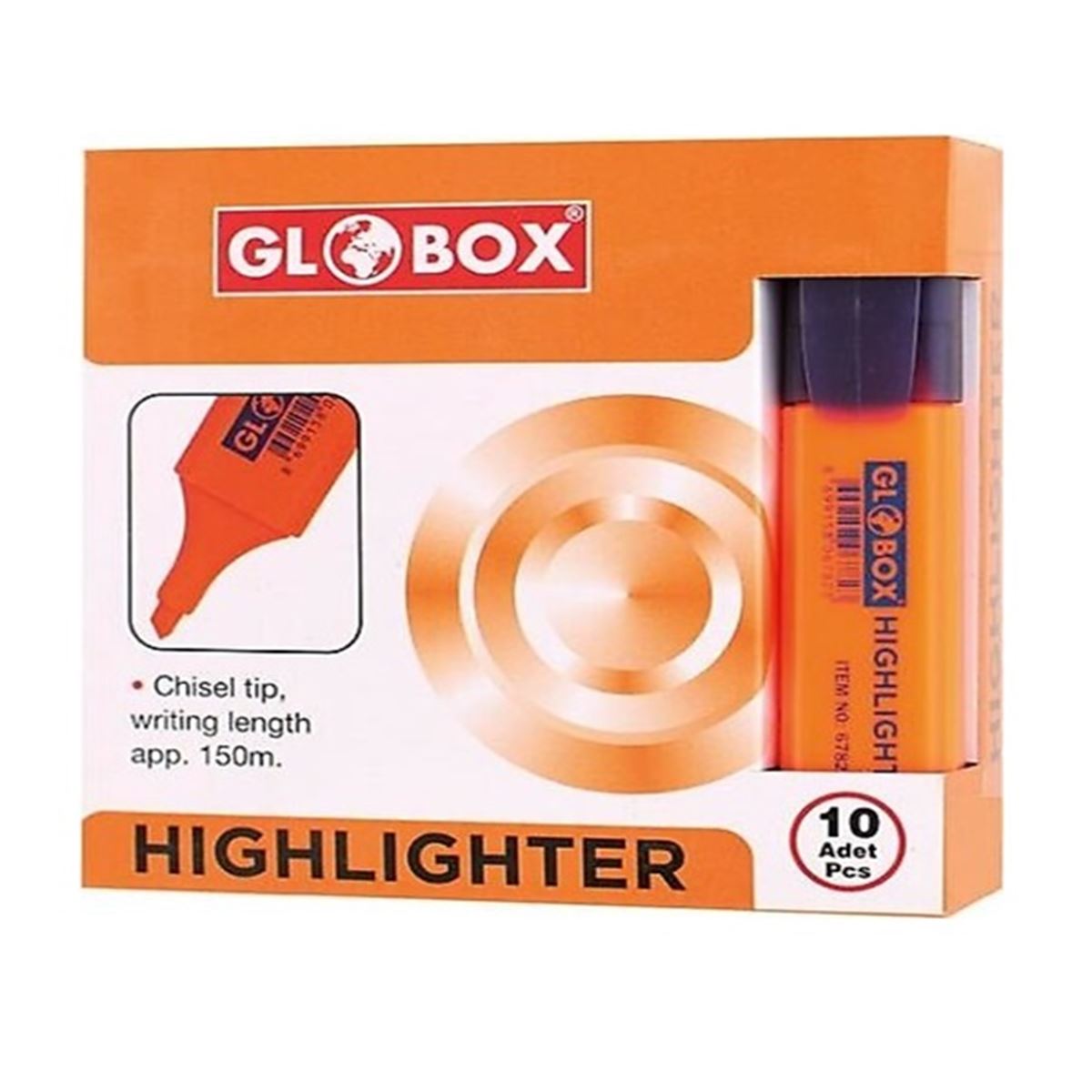 GLOBOX FOSFORLU KALEM TURUNCU 10 LU 6787 1
