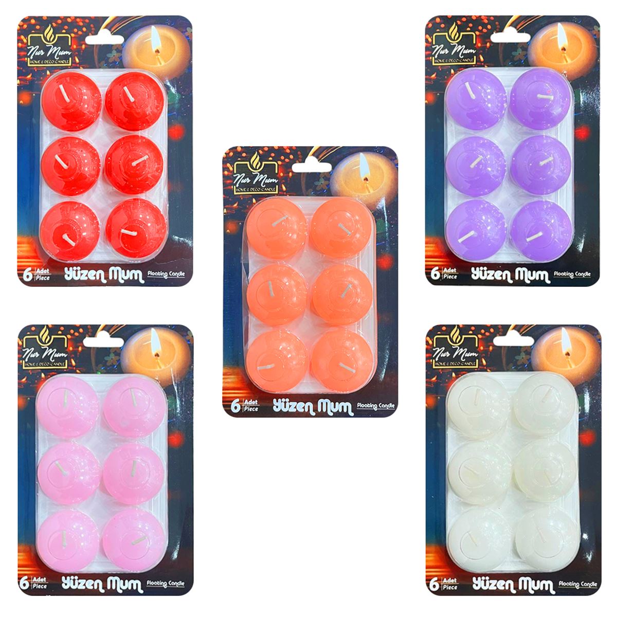 NUR MUM X-736 YÜZEN MUM KÜÇÜK 6 LI 1