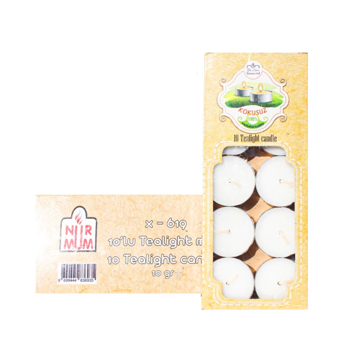 NUR MUM X-619 TEALİGHT 10 GR BEYAZ 10 LU 1
